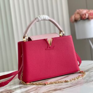 Louis Vuitton Capucines Logo enameled floral chain removable shoulder strap Taurillon leather