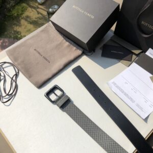 Bottega Veneta Hand-woven Soft Leather Belt Men's Grey