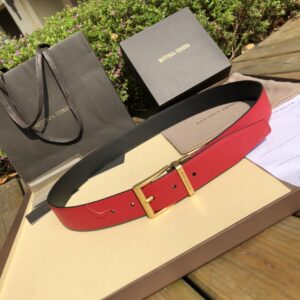 BOTTEGA VENETA small diamond pattern, black and red double-sided belt