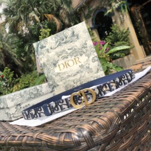 DIOR 2.0cm Blue Saddle Dior Oblique Jacquard Canvas Belt