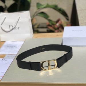 DIOR "CD Montaigne Waist Belt" - Bright Gold Metal Slider Buckle Belt